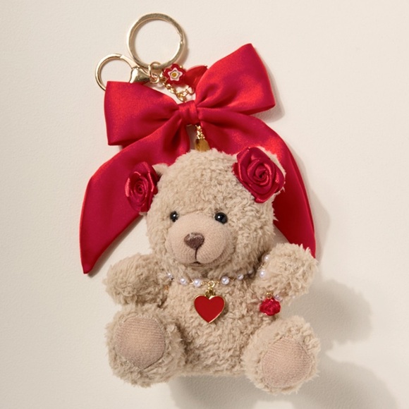Fashion Jewelry Accessories - Rosette Teddy Bear Bag Charm